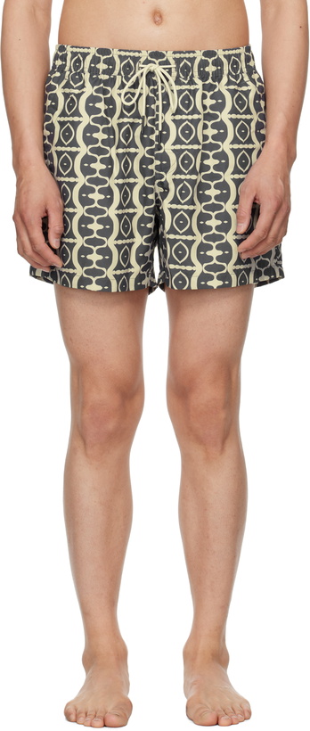 Photo: OAS Beige & Black Forge Hypnotise Swim Shorts