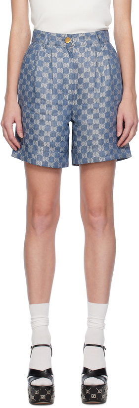 Photo: Gucci Blue GG Denim Shorts