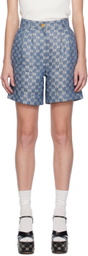 Gucci Blue GG Denim Shorts