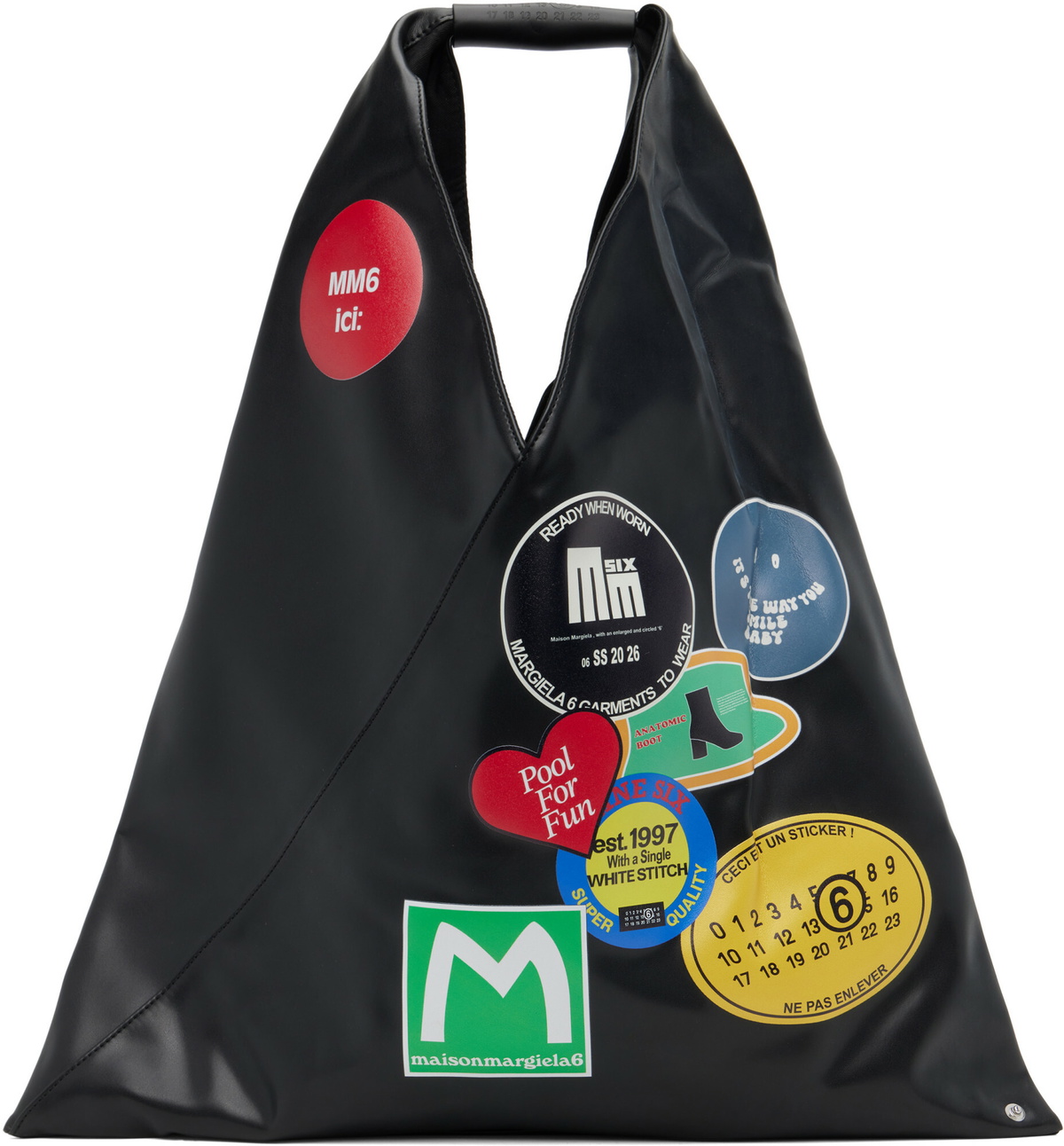 MM6 Maison Margiela Black Classic Medium Triangle Tote
