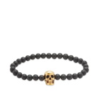 Alexander McQueen Men's Skull Beaded Bracelet in Black/Gold