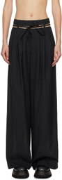 J KOO Black Cut Out Trousers