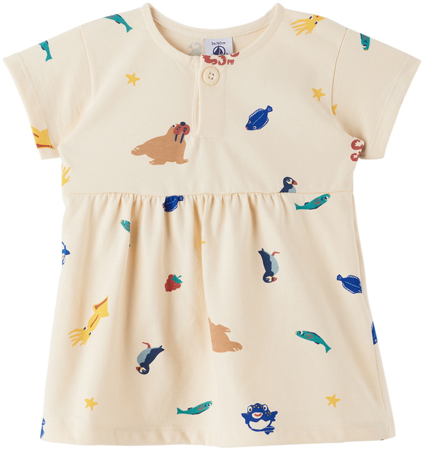 Petit Bateau Baby Beige Patterned Dress