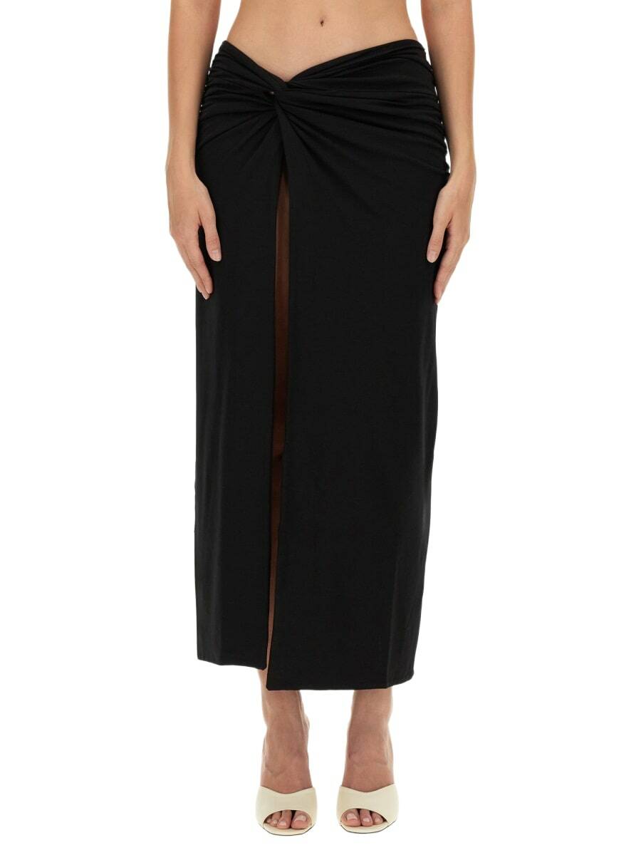 【Rotate】 Sunフローラル-applique high-rise maxiスカート Sun floral-appliqué high-rise maxi skirt in black - Rotate