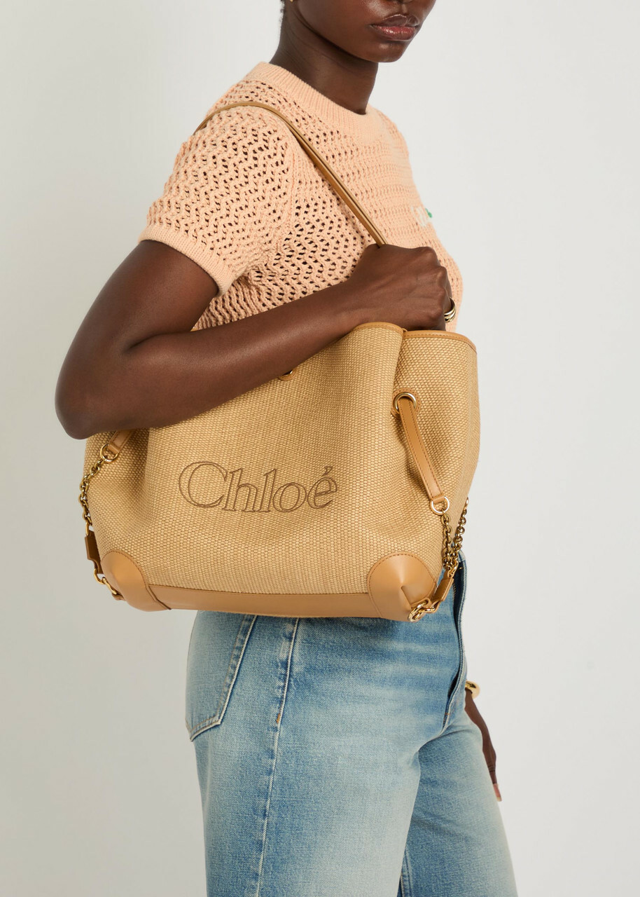 Chloe Clover Logo-embroidered Raffia Tote bag - Brown - One Size