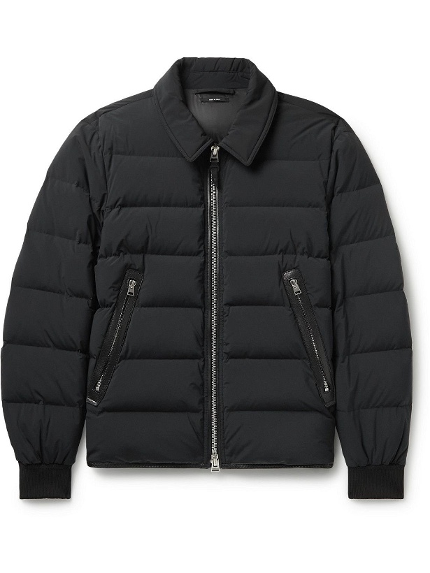 Photo: TOM FORD - Slim-Fit Leather-Trimmed Quilted Shell Down Jacket - Black