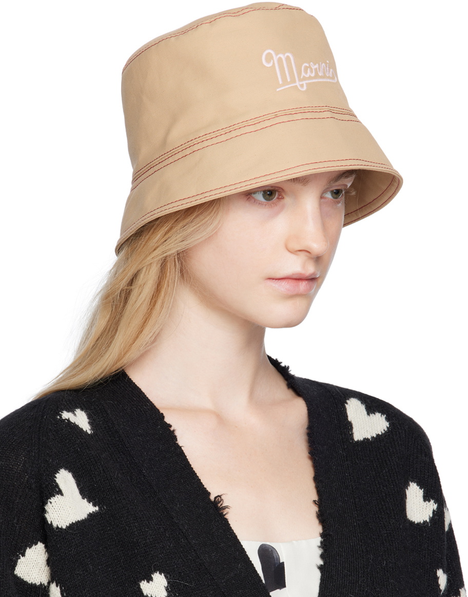 Marni Tan Embroidered Bucket Hat Marni