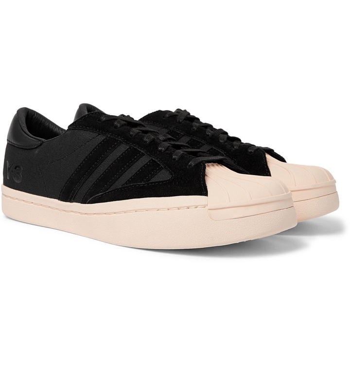 Photo: Y-3 - Yohji Star Leather and Suede-Trimmed Canvas Sneakers - Black