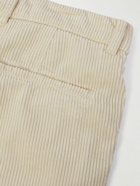 Brunello Cucinelli - Straight-Leg Pleated Cotton-Corduroy Trousers - Neutrals