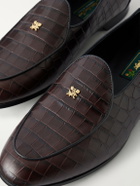 Aimé Leon Dore - Logo-Embellished Croc-Effect Leather Loafers - Brown