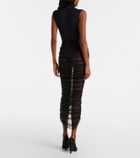 Nensi Dojaka Sheer ruched mesh midi skirt