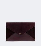 Khaite Grace leather-trimmed suede clutch