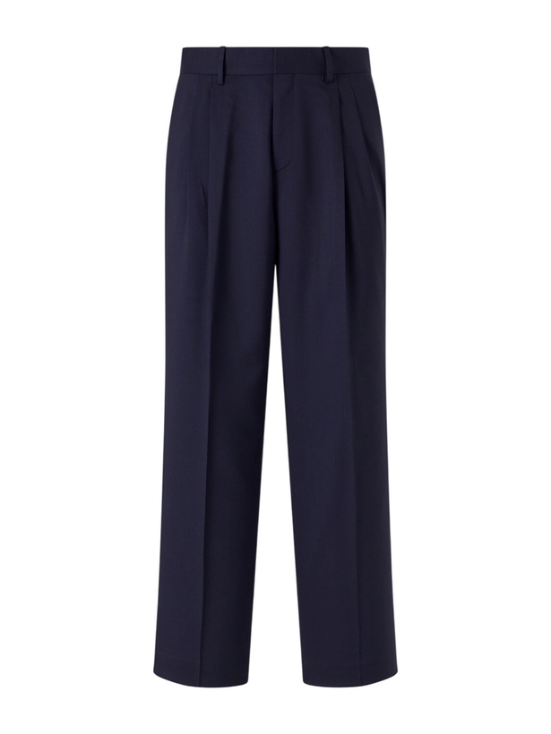 Photo: Mr P. - Wide-Leg Pleated Wool Suit Trousers - Blue