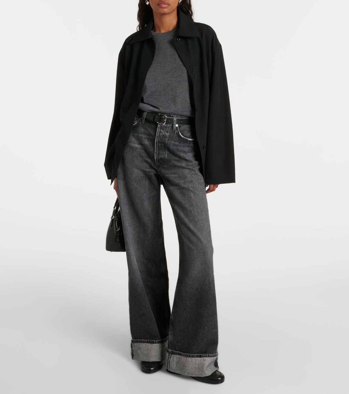 デニム・ジーパン AGOLDE Women Denims A91871206 Black Dame high-rise wide-leg jeans in black - Agolde | Mytheresa