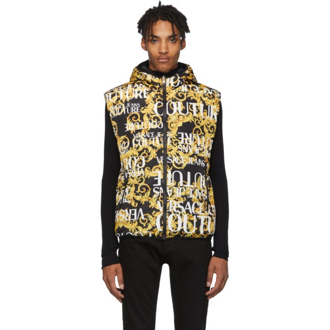 Photo: Versace Jeans Couture Reversible Gold and Black Baroque All Over Vest
