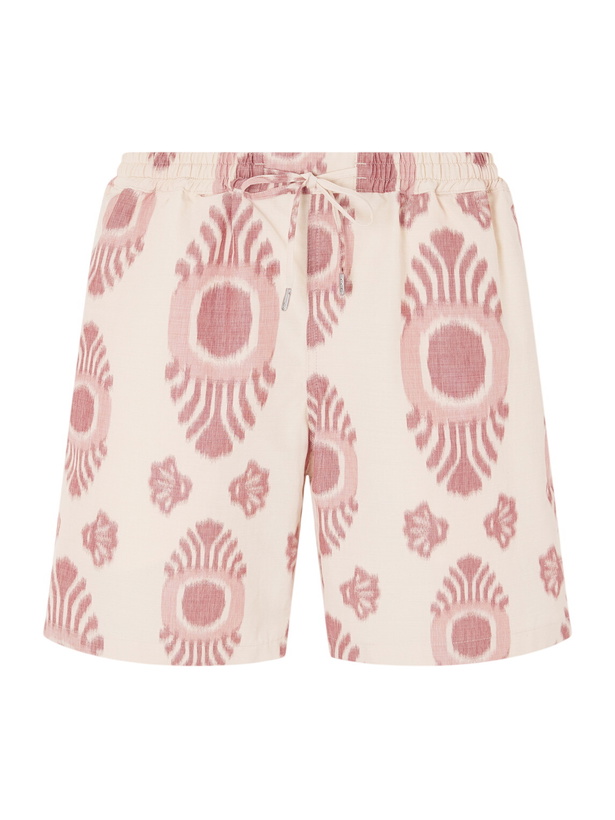 Photo: A Kind Of Guise - Volta Straight-Leg Cotton-Blend Jacquard Drawstring Shorts - Pink