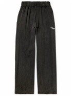 Cherry Los Angeles - Wide-Leg Logo-Embroidered TENCEL™ Lyocell Trousers - Blue