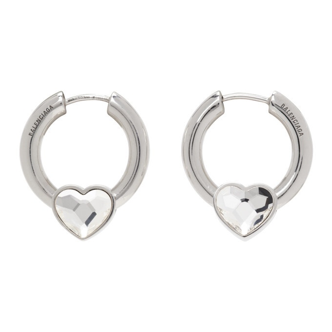Photo: Balenciaga Silver Crystal Heart Earrings