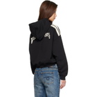 Palm Angels Black Curved Logo Loose Crop Hoodie