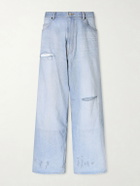 Balenciaga - Wide-Leg Distressed Jeans - Blue