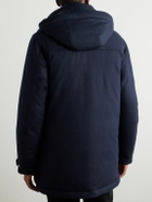 Zegna - Suede-Trimmed TECHMERINO™ Wool Hooded Down Parka - Blue