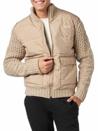 MC2 Saint Barth Man Beige Padded Jacket With Knitted Braided Sleeves