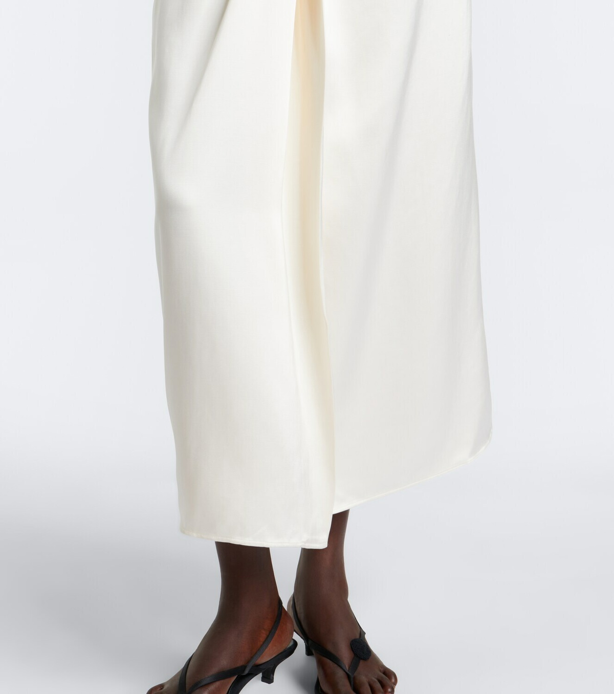 Róhe Gathered satin midi skirt