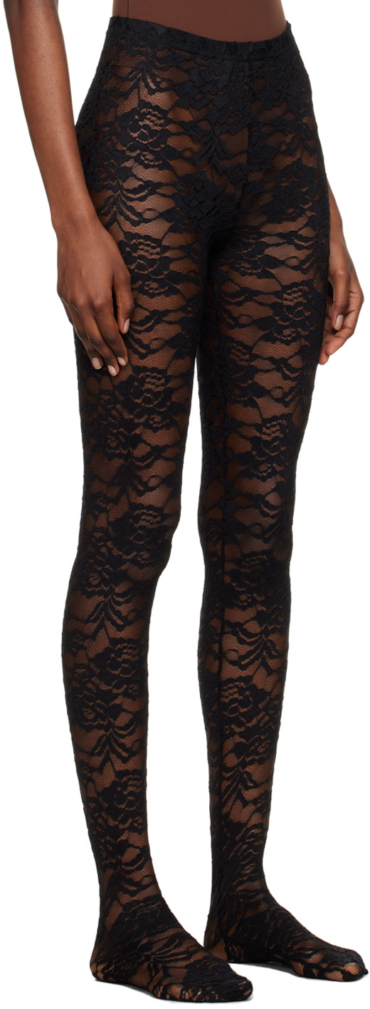 We11done Black Flower Tights