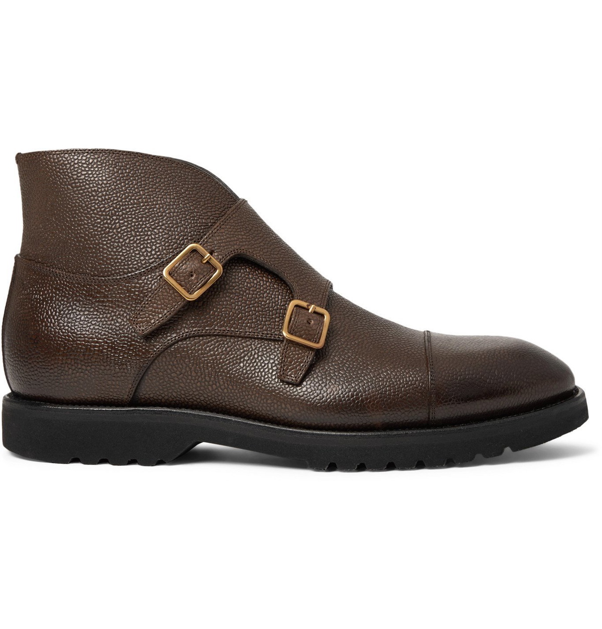 TOM FORD - Kensington Pebble-Grain Leather Monk-Strap Boots  display picture 2
