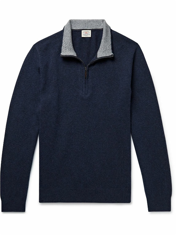Photo: Faherty - Jackson Hole Cotton-Blend Half-Zip Sweater - Blue