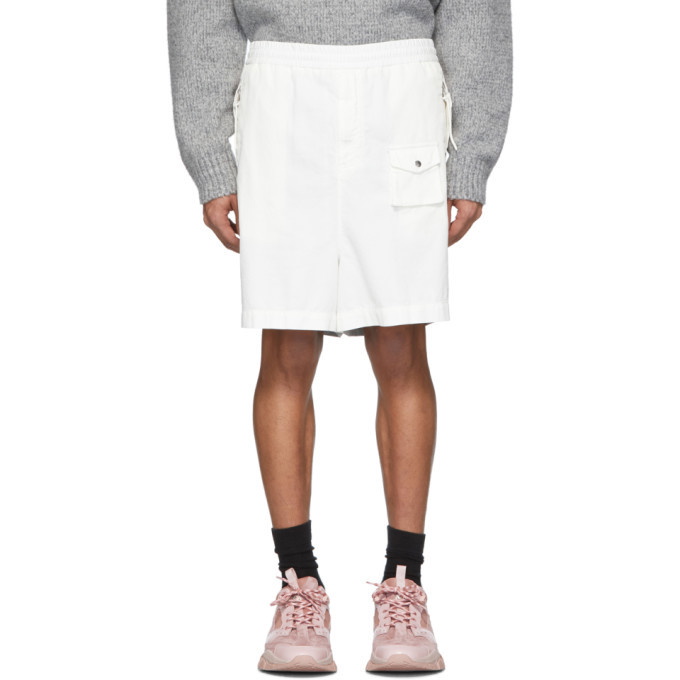 Photo: Moncler Genius 2 Moncler 1952 White and Silver Over-The-Knee Bermuda Shorts