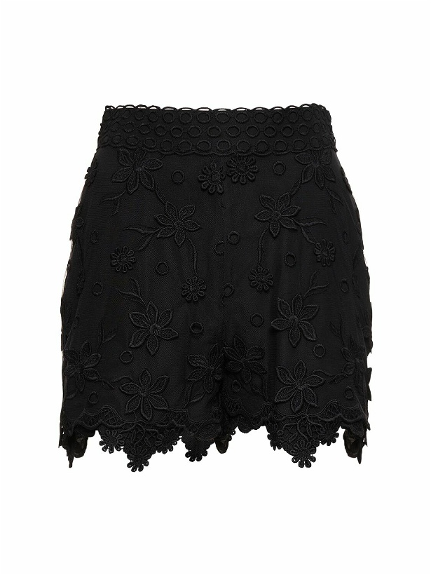 Photo: ELIE SAAB - Embroidered Tulle High Rise Shorts