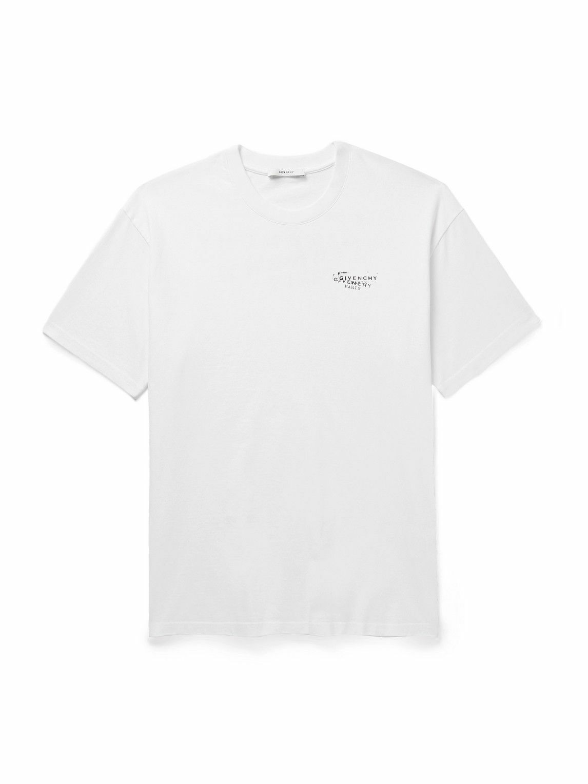 Givenchy Men's Small Text Logo T-Shirt in White Givenchy