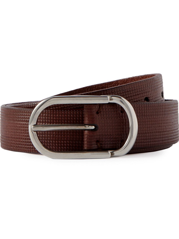 Photo: Brunello Cucinelli - 3cm Textured-Leather Belt - Brown