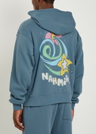 Nahmias Flower Trip Printed Hooded Cotton Sweatshirt Blue