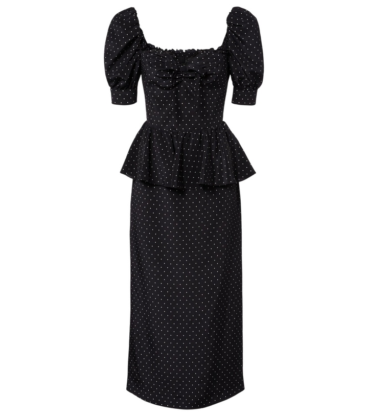 Photo: Alessandra Rich Polka-dot peplum silk midi dress