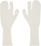 MM6 Maison Margiela Off-White Felted Knit Gloves
