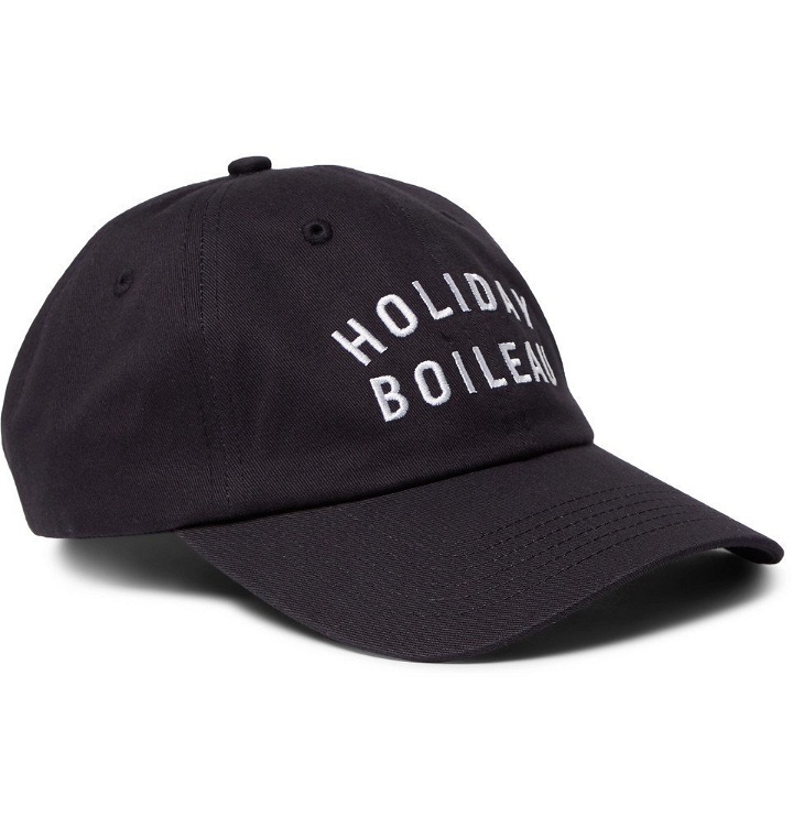 Photo: Holiday Boileau - Embroidered Cotton-Twill Baseball Cap - Navy