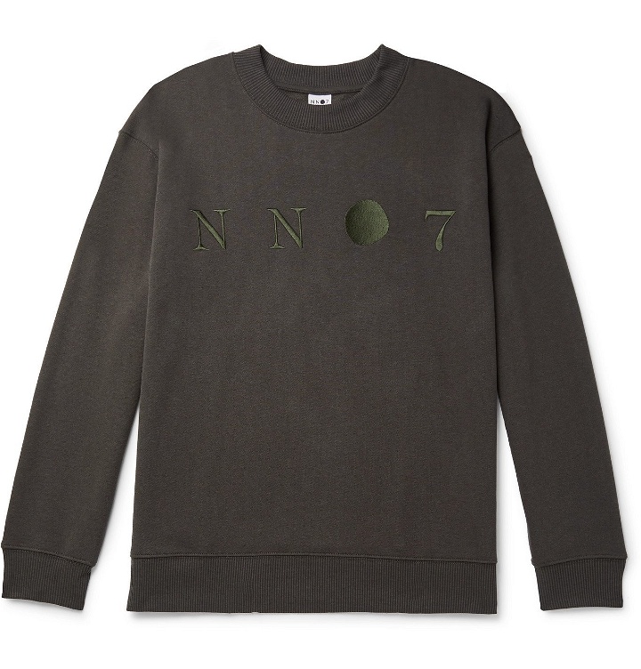 Photo: NN07 - Jerome 3211 Logo-Embroidered Loopback Cotton-Blend Jersey Sweatshirt - Green