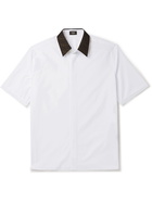 FENDI - Logo-Print Silk Satin-Trimmed Cotton Shirt - White