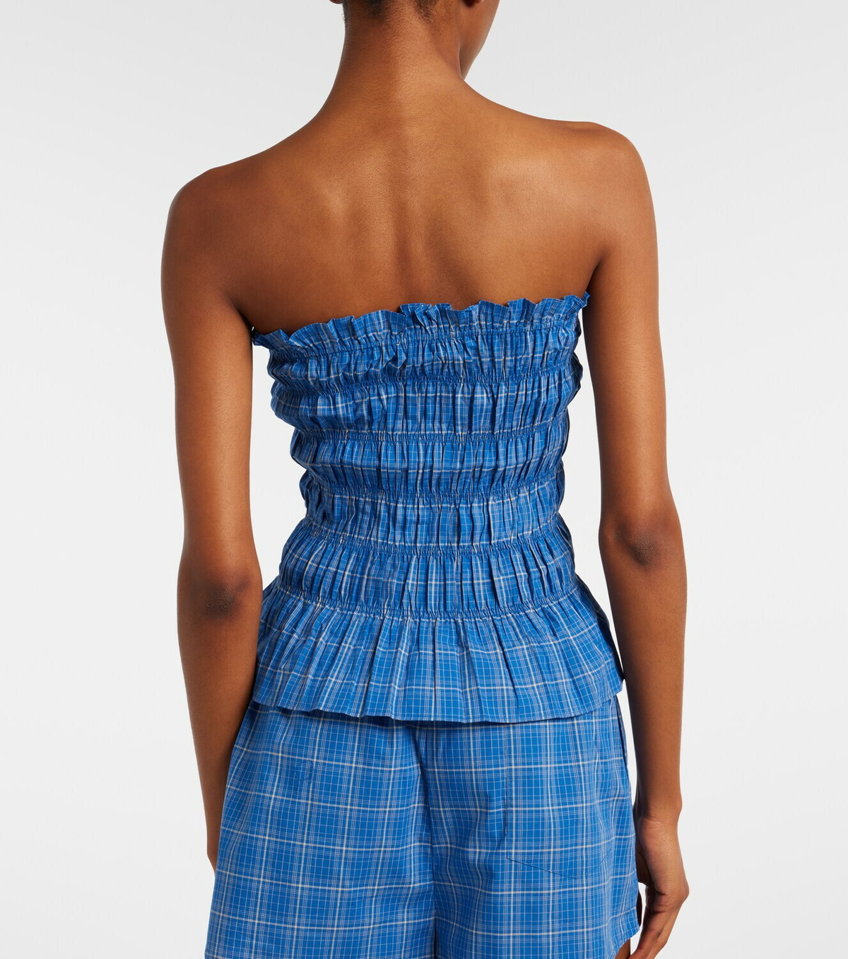 Faithfull Leya gathered plaid cotton top