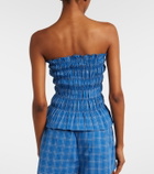 Faithfull Leya gathered plaid cotton top