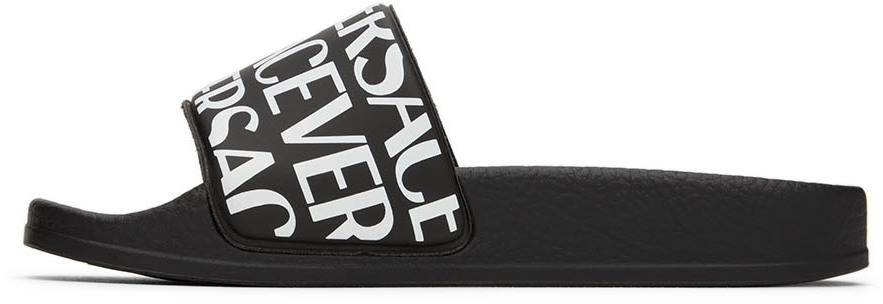 Versace Kids Black Printed Slides
