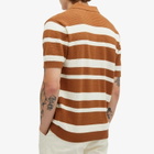 Percival Men's Paros Stripe Polo Shirt in Tan/Ecru
