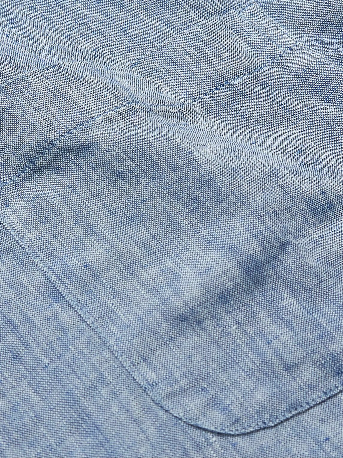Regular fit melangé flannel stand collar shirt - Total Eclipse