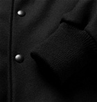 Golden Bear - Hayes Leather-Panelled Melton Virgin Wool-Blend Bomber Jacket - Black