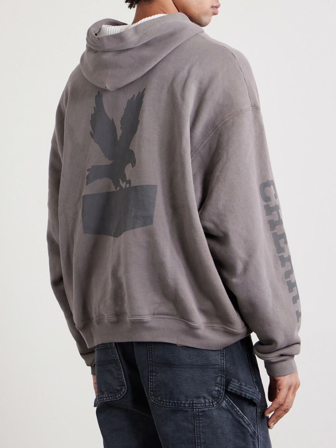 Cherry Los Angeles - Sun Faded Thermal Cotton-Fleece Hoodie - Gray