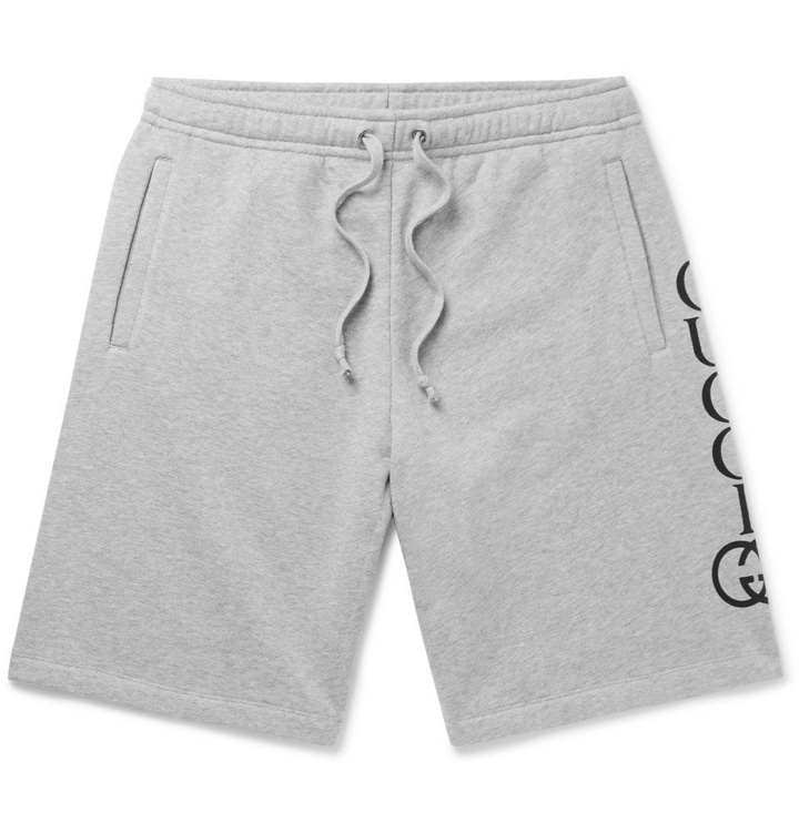 Photo: Gucci - Logo-Print Loopback Cotton-Jersey Shorts - Men - Gray