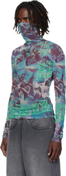 LU'U DAN Multicolor Masked Mesh Turtleneck