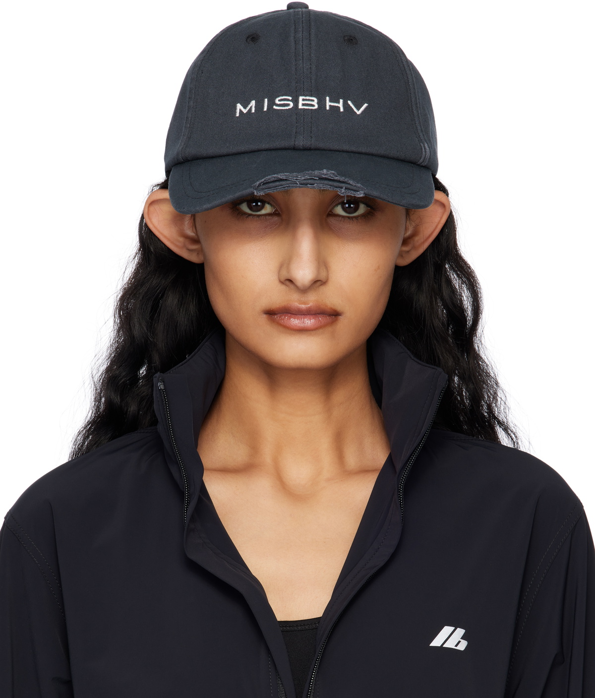 MISBHV Black Faux-Leather Monogram Gavroche Hat MISBHV
